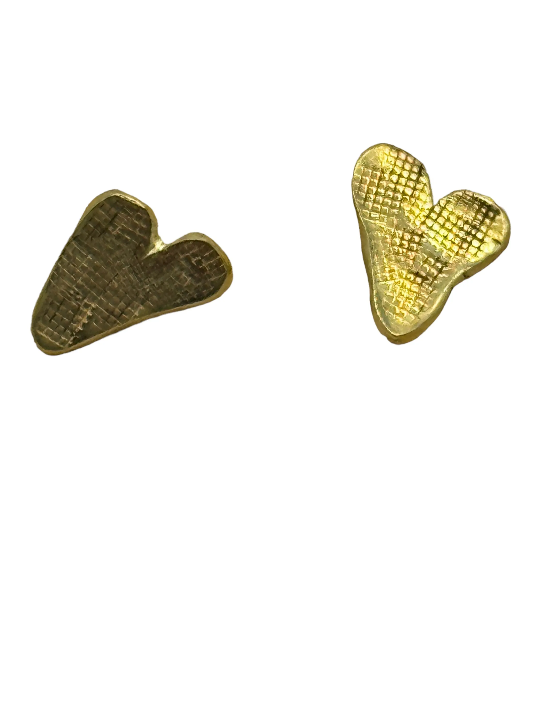 Textured gold heart studs