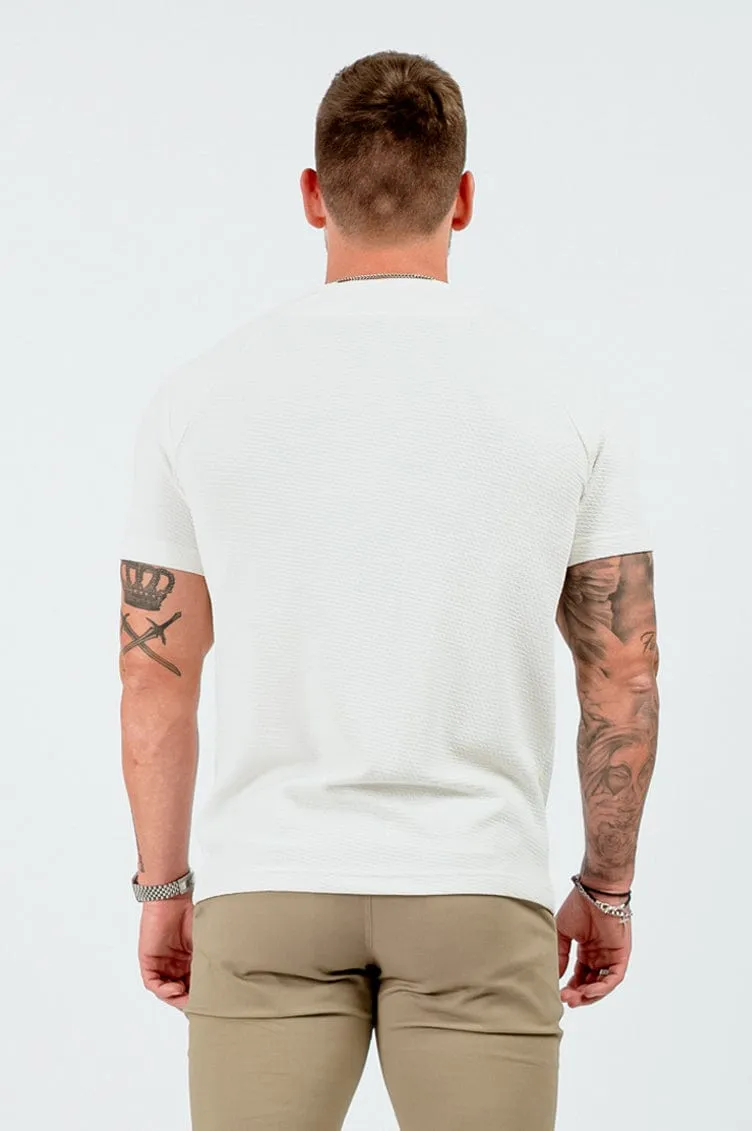 TEXTURED HENLEY TOP - WHITE