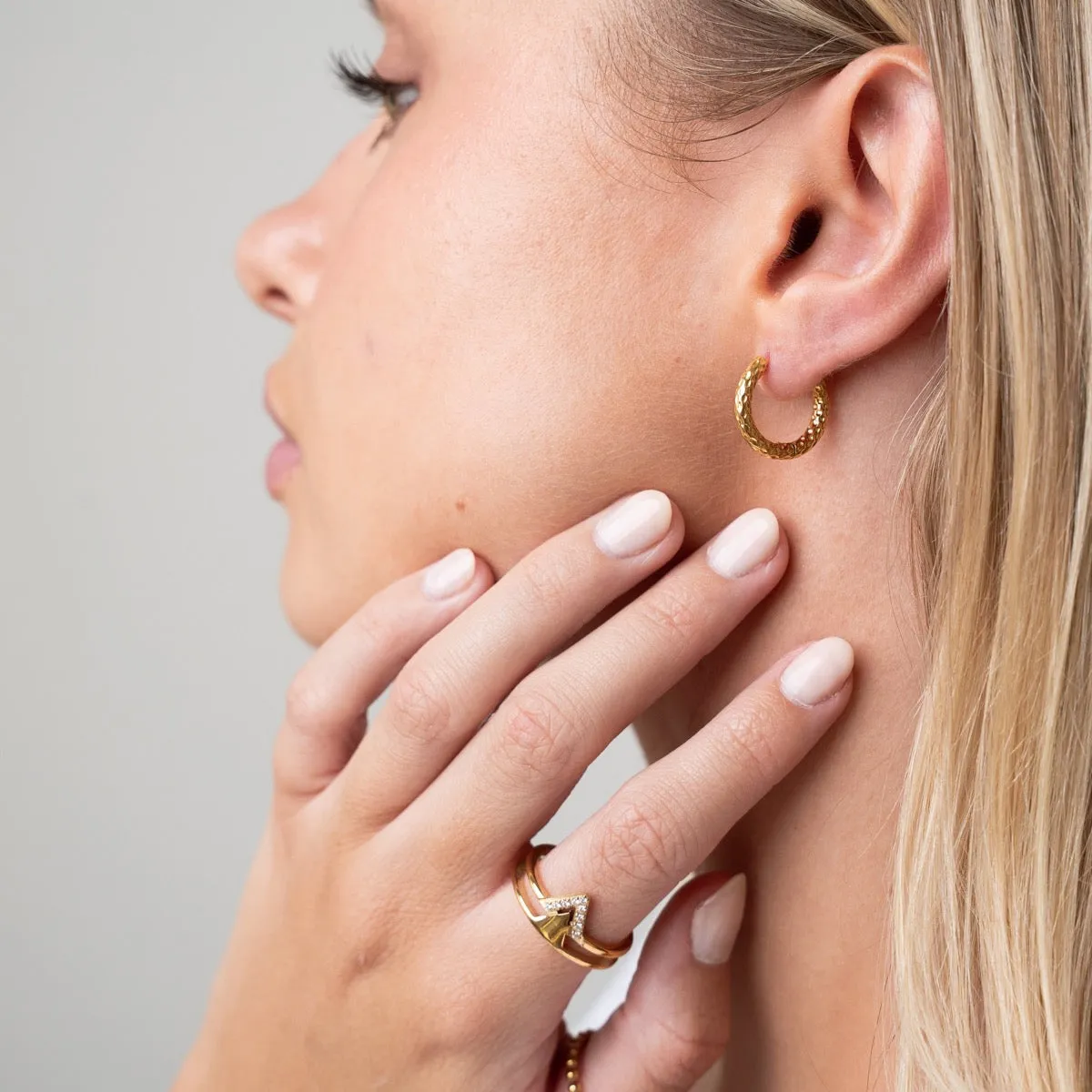 Textured Huggie Earrings - Gold