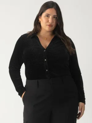 Textured Velvet Button Up Top Black Inclusive Collection