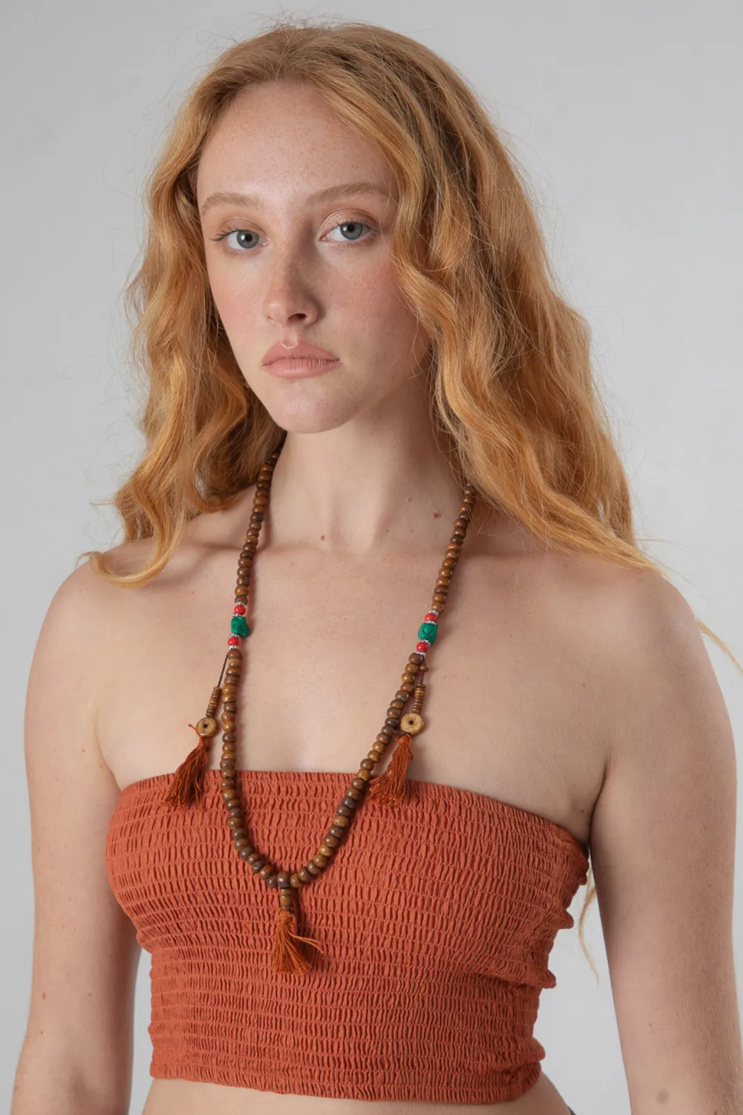 Triple Tassel Mala Bead Necklace