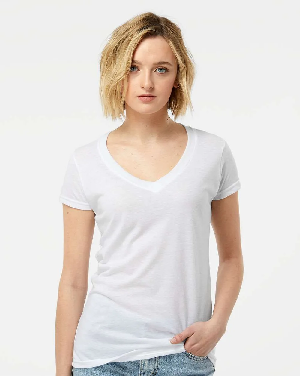 Tultex Women's Poly-Rich V-Neck T-Shirt 244