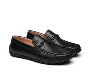 UGG Men Moccasins Leather Black Loafers Flats Colin