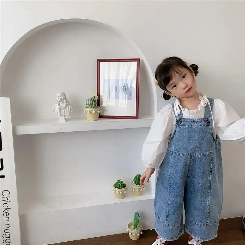 Wide Leg Denim Dungarees