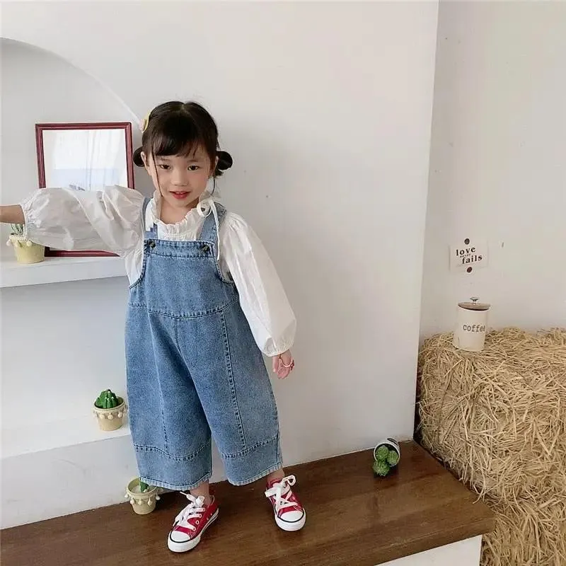 Wide Leg Denim Dungarees